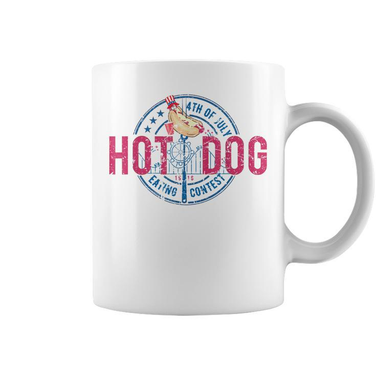 Vintage 4Th Of July Hot Dog Eating Contest Hot Dog Coffee Mug