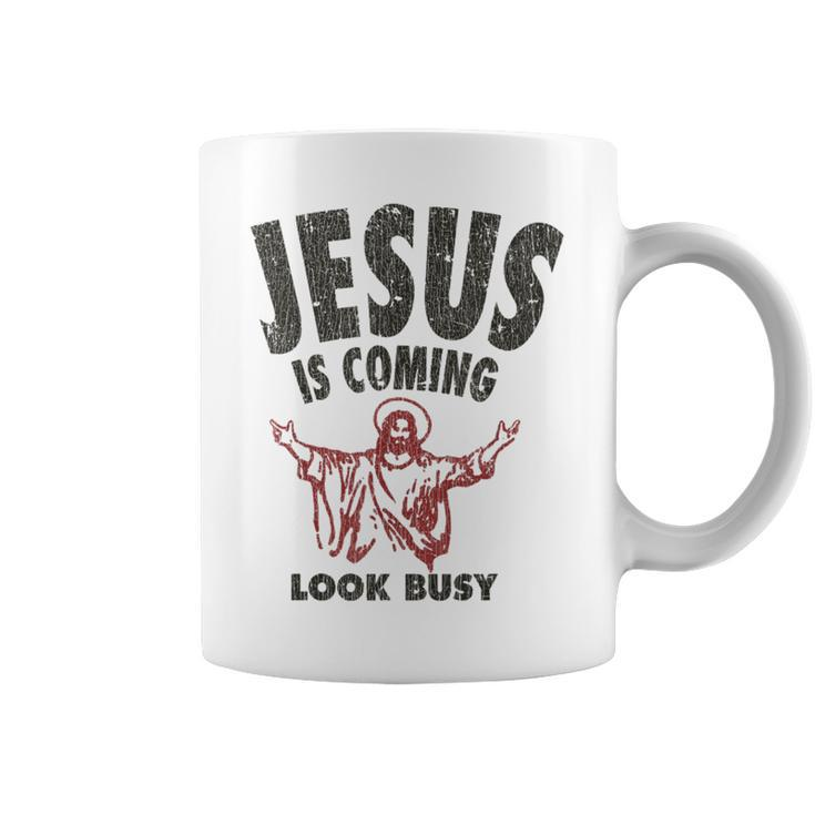 Vintage Jesus Is Coming Look Busy 1992 Coffee Mug
