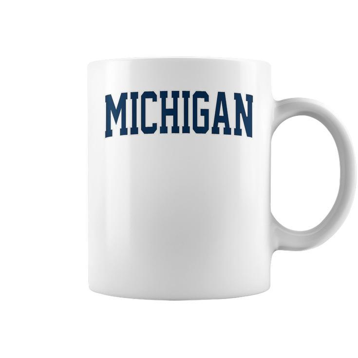 Vintage Michigan Blue Maize Retro Font Michigan Coffee Mug