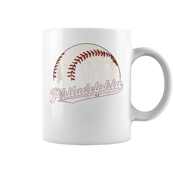 Vintage Philadelphia Philly Cityscape Baseball Skyline Old Coffee Mug