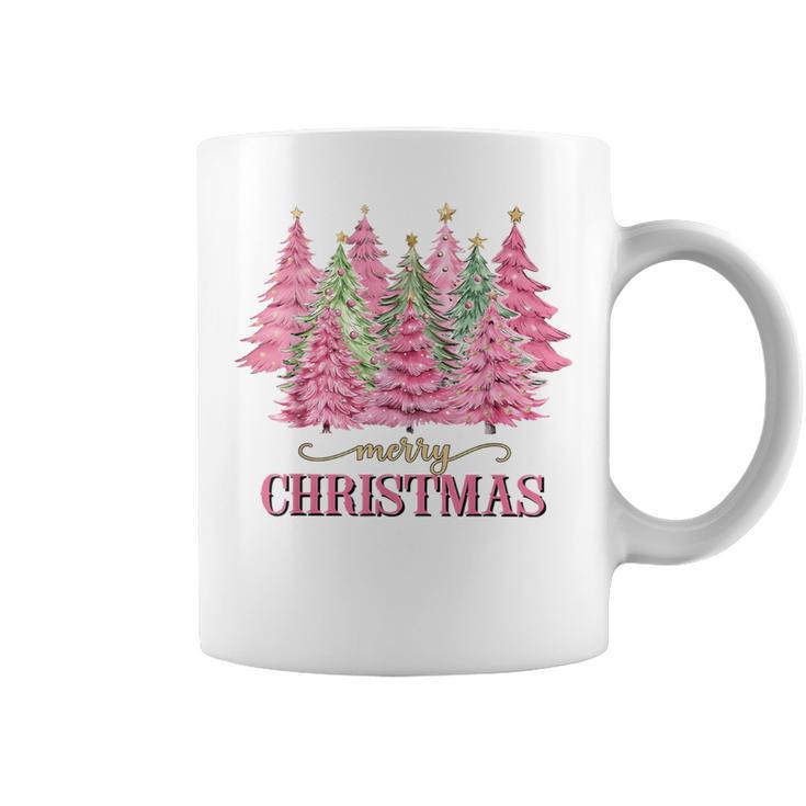 Vintage Pink Christmas Merry Christmas Tree Xmas Coffee Mug