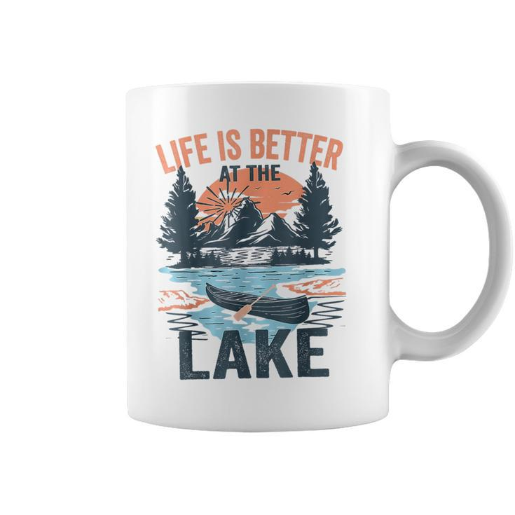 Vintage Retro Life Is Better At The Lake Lake Life Coffee Mug