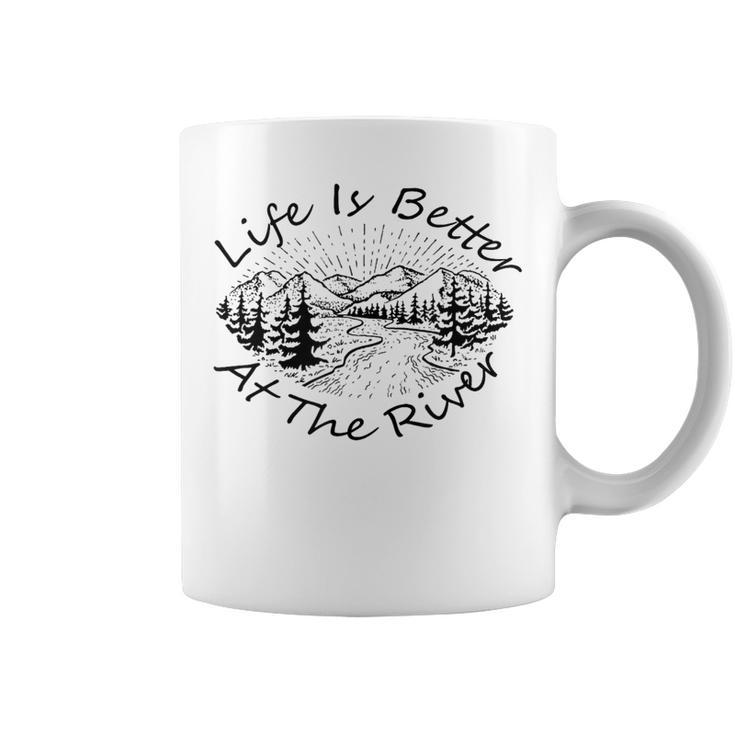 Vintage Retro Life Is Better At The River Coffee Mug