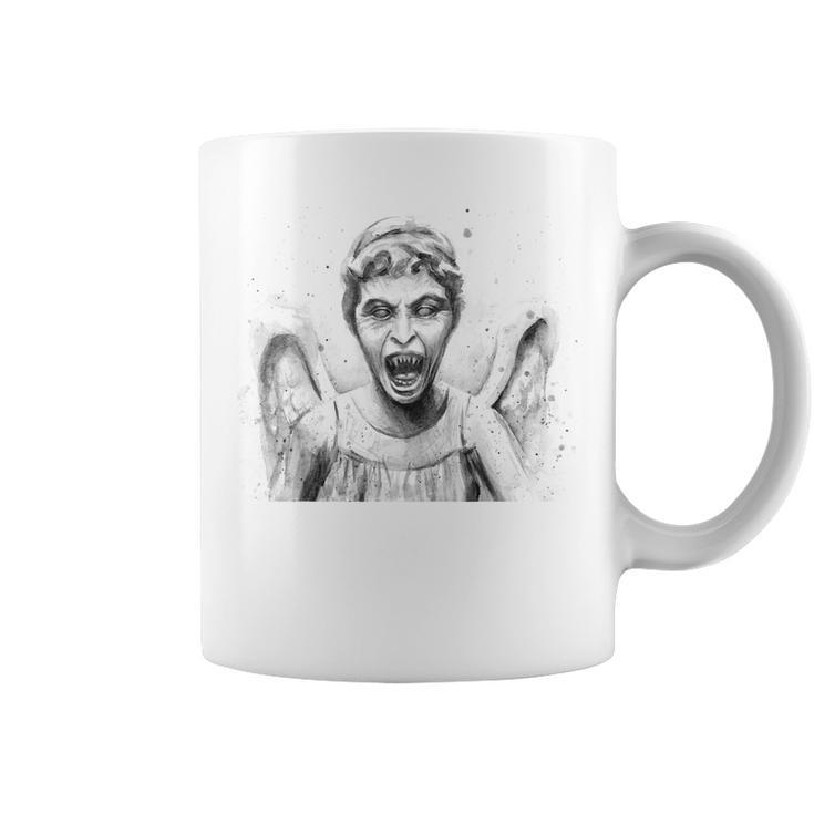 Weeping Angel Watercolor Sci-Fi Scary Don't Blink Coffee Mug