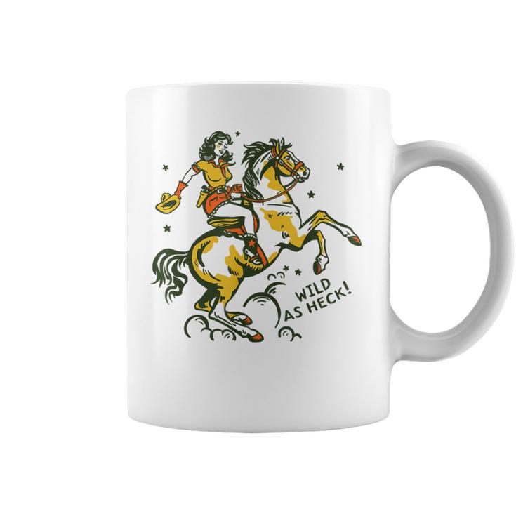 Wild As Heck Retro Vintage Western Rodeo Yeehaw Cowgirl Coffee Mug