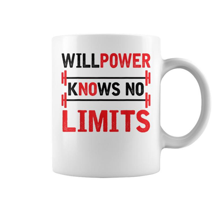 Willpower Knows No Limits Motivational Gym Workout Coffee Mug