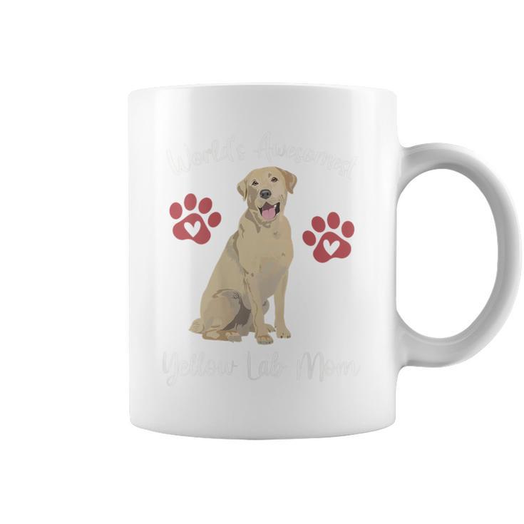 Worlds Awesomest Yellow Lab Mom Dog Lover Saying Quote Coffee Mug