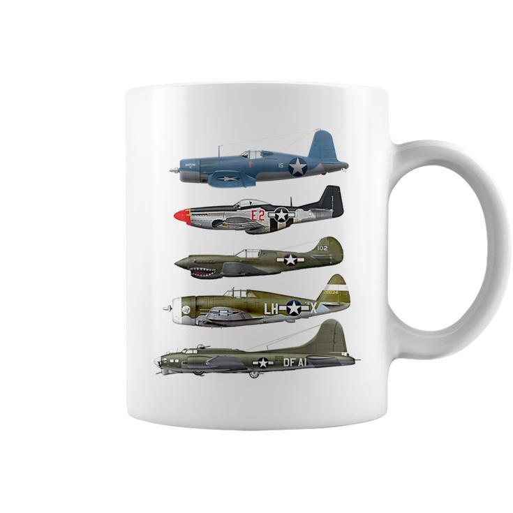 Ww2 Warplane B-17 P51 Mustang F4u Corsair P40 Warhawk Coffee Mug