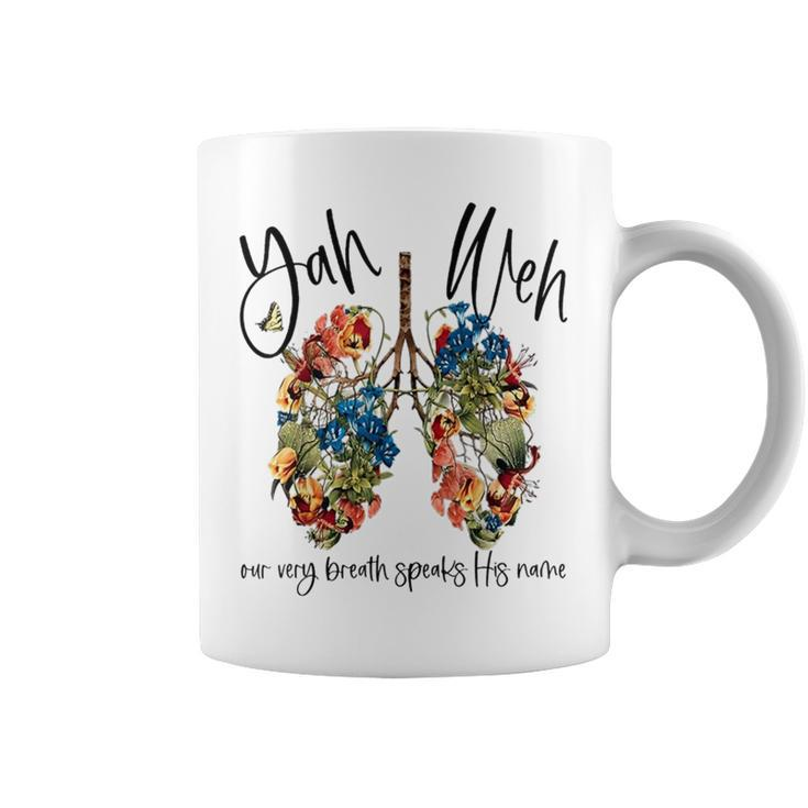 Yahweh Our Very Breath Speaks His Name Floral Lung Flowers Coffee Mug