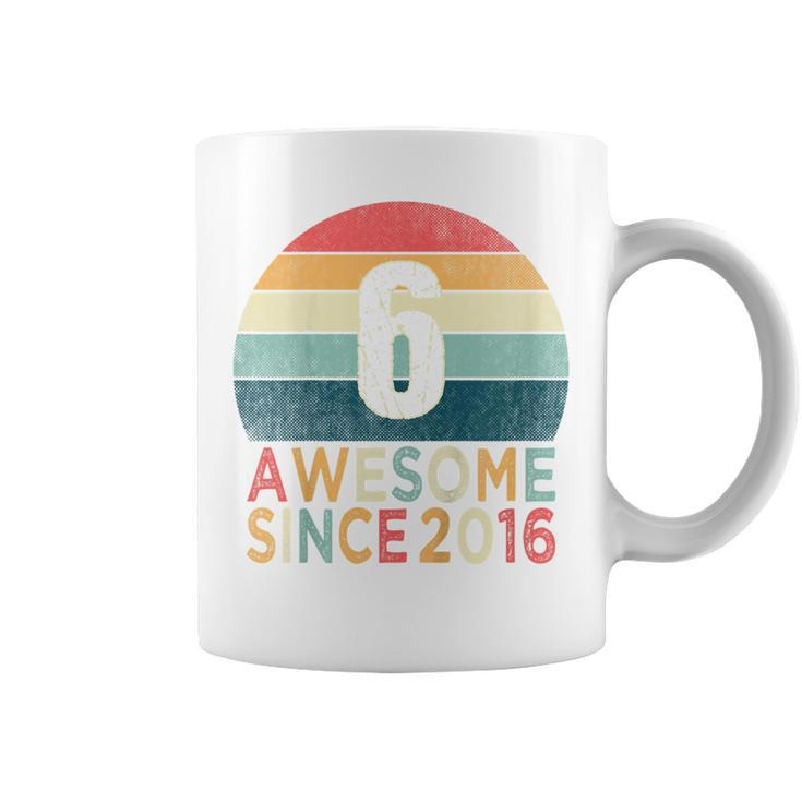 Youth 6Th Birthday Vintage Retro 6 Years Old Awesome Since 2016 Coffee Mug