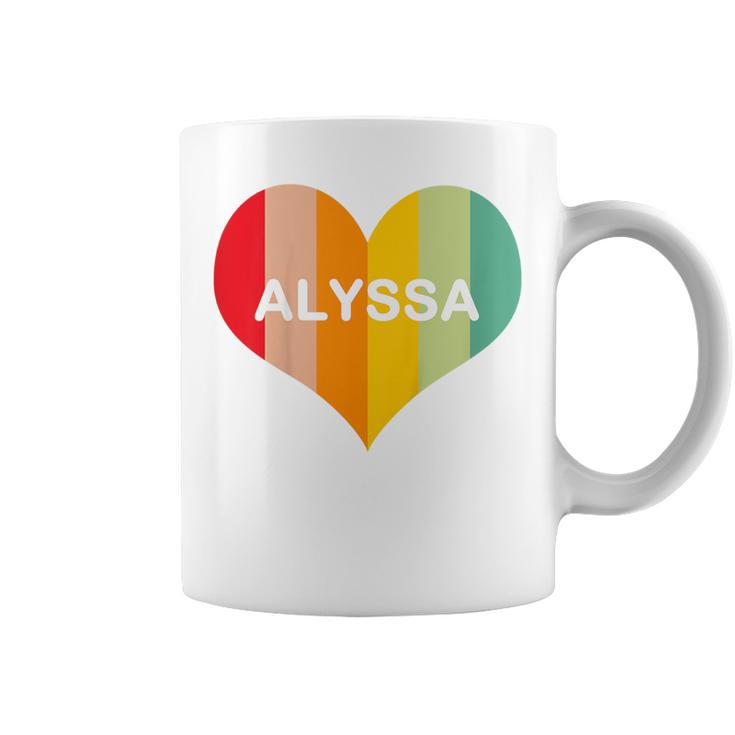 Youth Girls Alyssa Name Heart Retro Vintage Coffee Mug