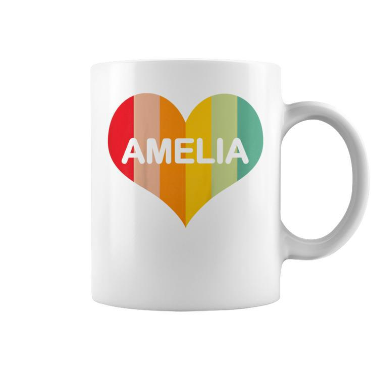 Youth Girls Amelia Retro Vintage Heart Name Coffee Mug