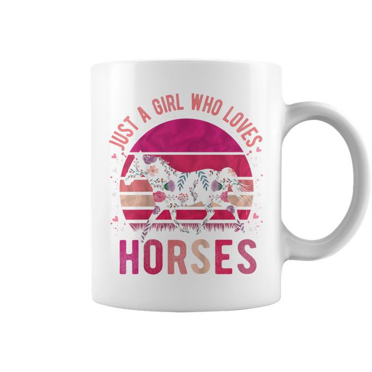 Youth Just A Girl Who Loves Horses Vintage Retro Coffee Mug