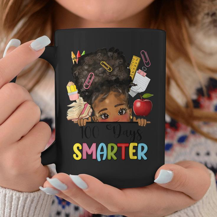 100 Days Smarter Afro Girls Messy Bun 100Th Day Of School Coffee Mug Unique Gifts