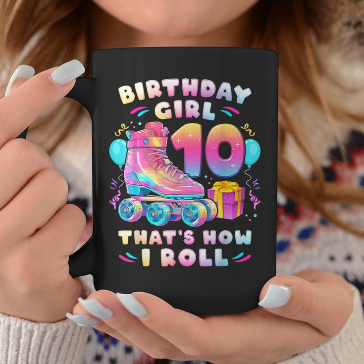 10Th Birthday Girl 10 Years Roller Skates Number 10 Coffee Mug Funny Gifts