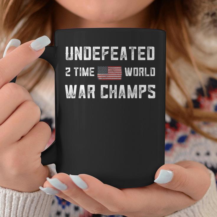 2 Time World War Champs Flag Undefeated Usa 4Th Of July Coffee Mug Unique Gifts