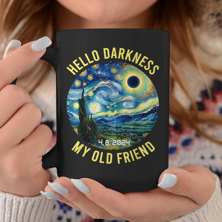 2024 Solar Eclipse Hello Darkness My Old Friend Starry Night Coffee Mug Funny Gifts