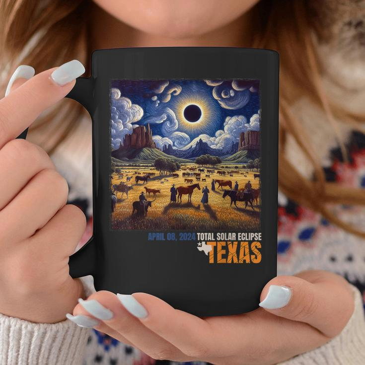 2024 Solar Eclipse Texas Van Gogh Starry Night Style Coffee Mug Funny Gifts
