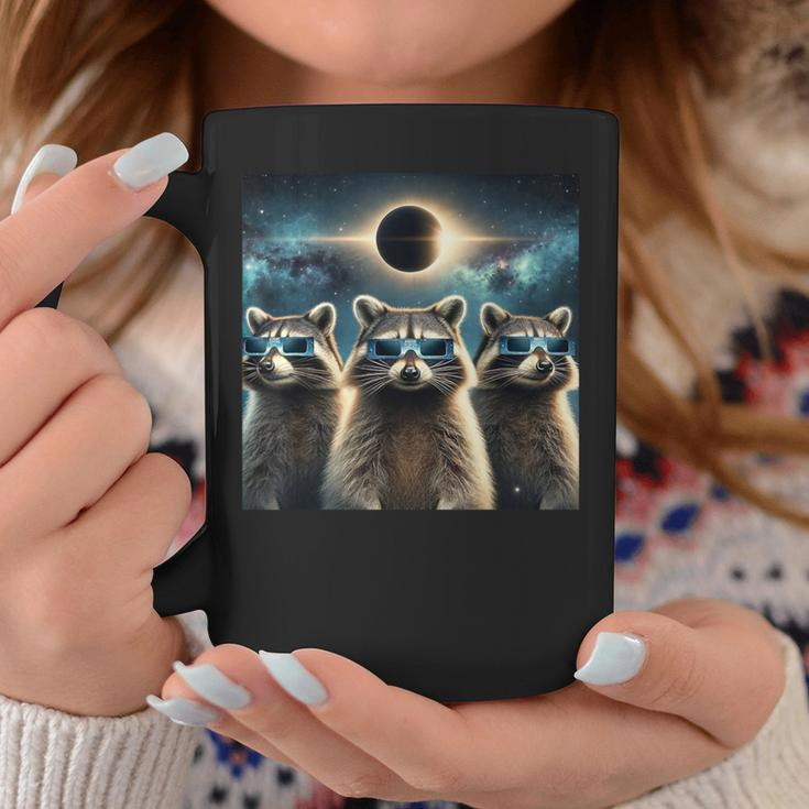 2024 Solar Eclipse Three Raccoons Wearing Glasses Totality Coffee Mug Unique Gifts
