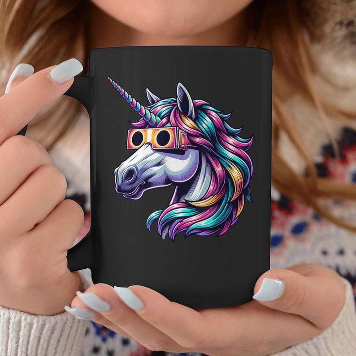 2024 Solar Eclipse Unicorn Wearing Solar Eclipse Glasses Coffee Mug Unique Gifts