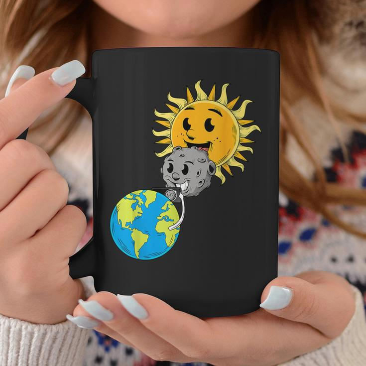 2024 Total Solar Eclipse Earth Moon Sun Photobomb Lover Gag Coffee Mug Funny Gifts
