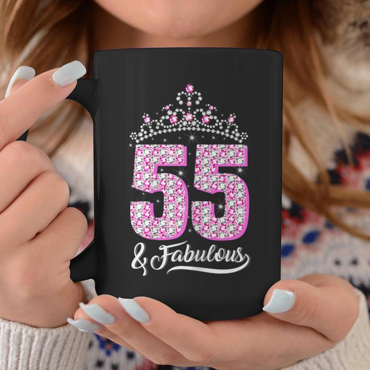 55 And Fabulous 55Th Birthday 55 Yrs Crown Pink Coffee Mug Unique Gifts