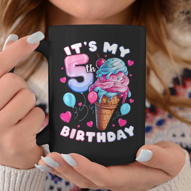 5Th Birthday Girl 5 Years Ice Cream Number 5 Coffee Mug Unique Gifts