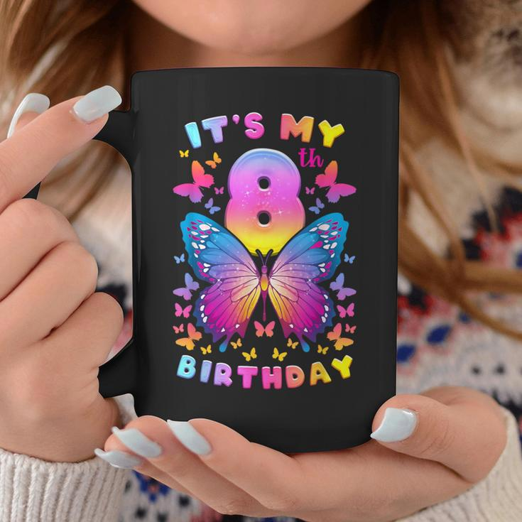 8Th Birthday Girl 8 Years Butterfly Number 8 Coffee Mug Personalized Gifts