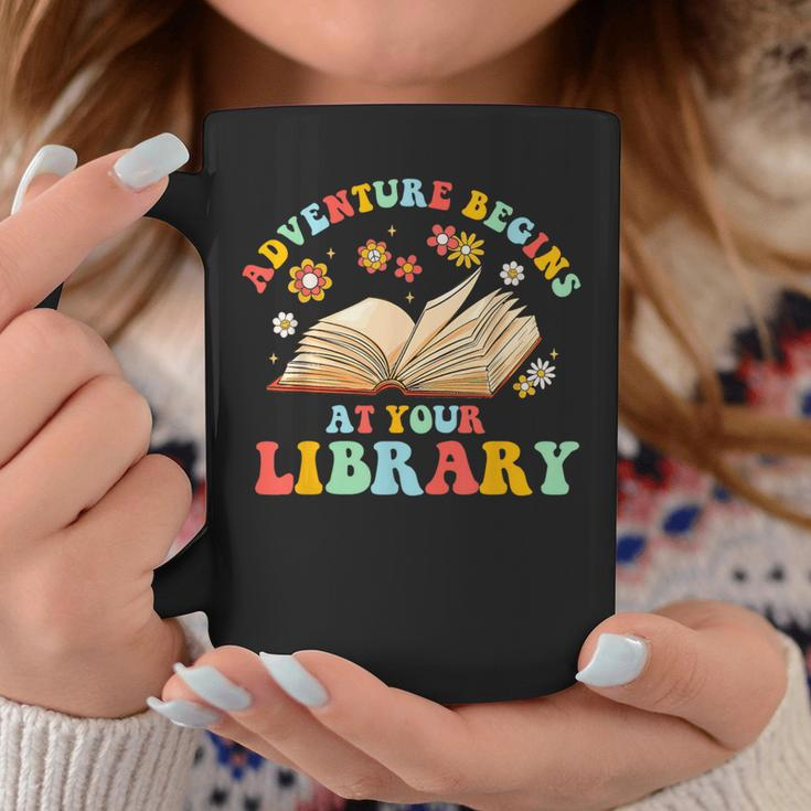 Adventure Begins At Your Library Summer Reading 2024 Groovy Coffee Mug Personalized Gifts