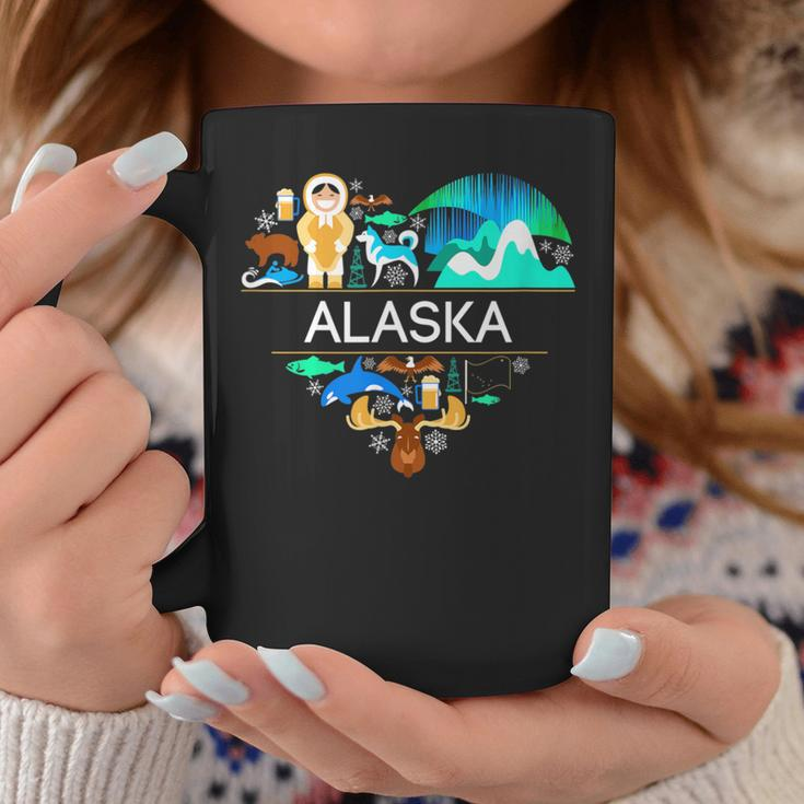 Alaska Icon Heart With Alaska Alaskan Pride Coffee Mug Unique Gifts