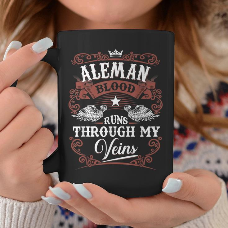 Aleman Blood Runs Through My Veins Vintage Family Name Coffee Mug Funny Gifts