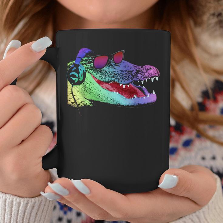 Alligator With Headphones And Sunglasses Coffee Mug Unique Gifts