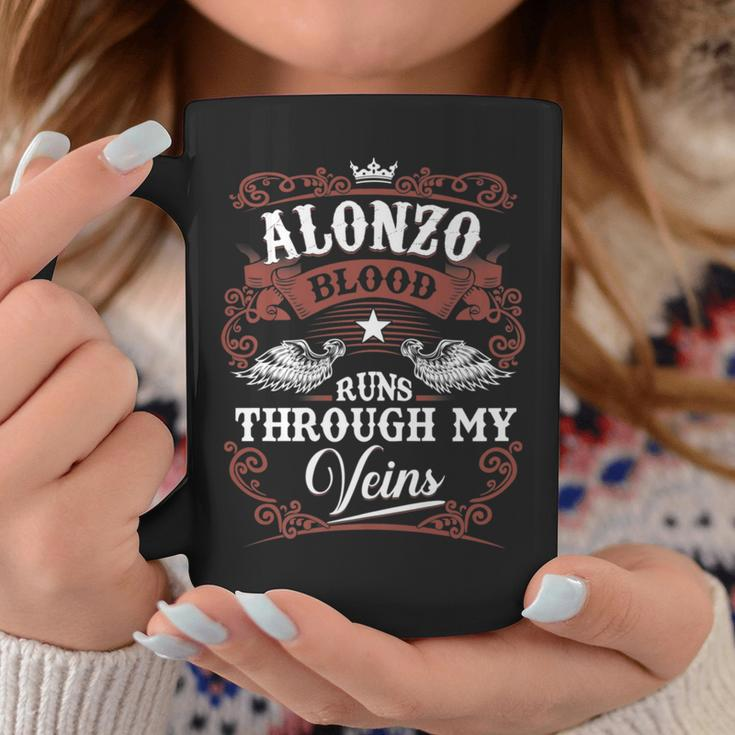 Alonzo Blood Runs Through My Veins Family Name Vintage Coffee Mug Funny Gifts
