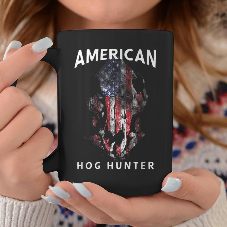 American Hog Hunter Patriotic Wild Hog Skull Coffee Mug Unique Gifts