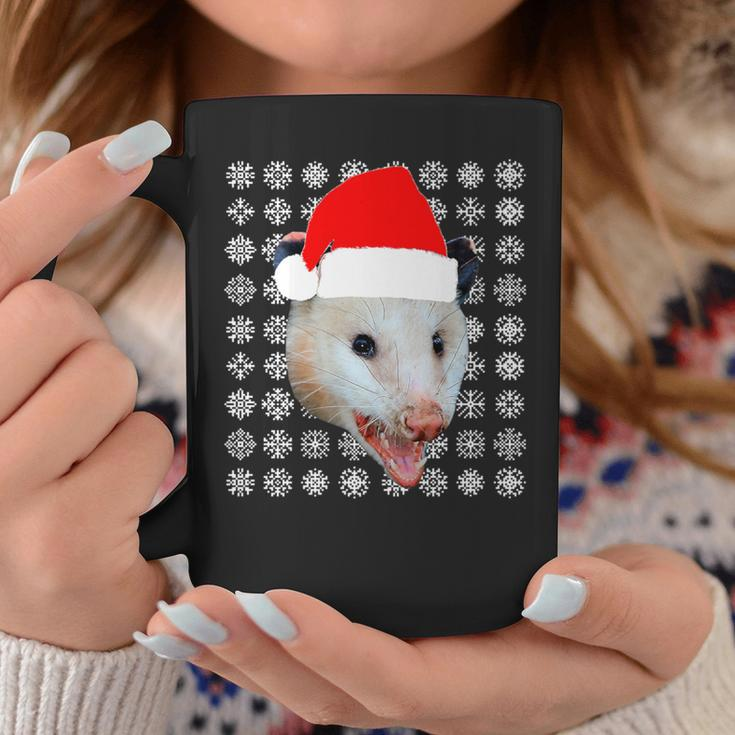 Animals In Santa Hats Road Kill Opossum Christmas Coffee Mug Unique Gifts