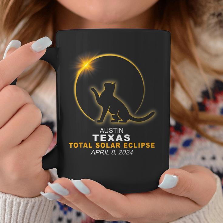 Austin Texas Cat Total Solar Eclipse 2024 Coffee Mug Unique Gifts