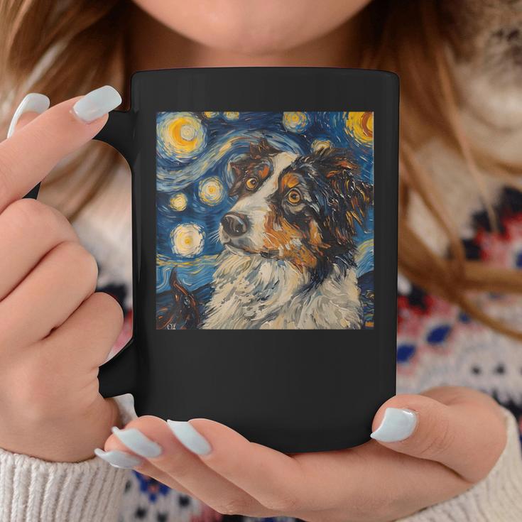 Australian Shepherd Dog Van Gogh Style Starry Night Coffee Mug Unique Gifts