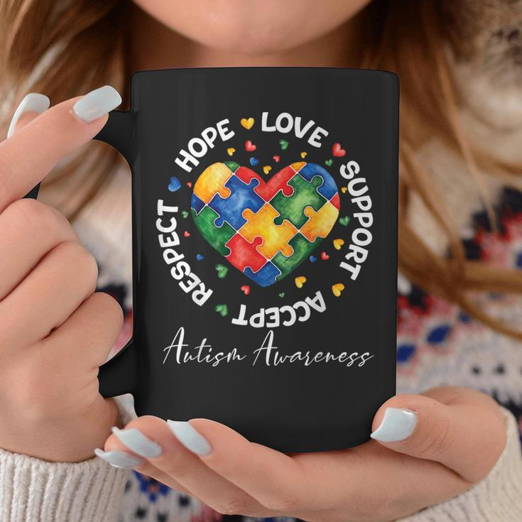 Autism Awareness Love Heart Puzzle Pieces Coffee Mug Funny Gifts