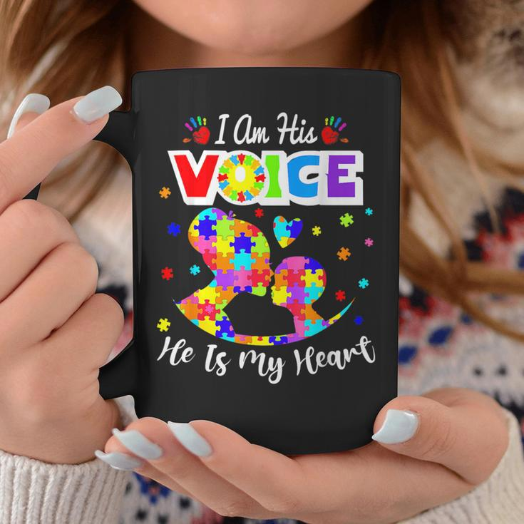 Autism Mom Im His Voice He Is My Heart Autism Awareness Coffee Mug Unique Gifts