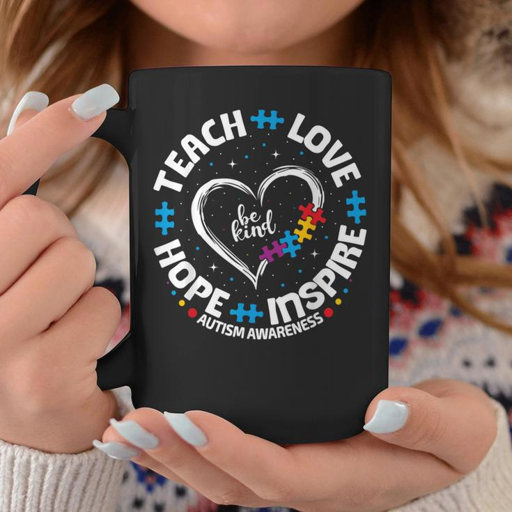 Autism Teach Love Inspire Hope Teacher Blue Autism Awareness Coffee Mug Unique Gifts