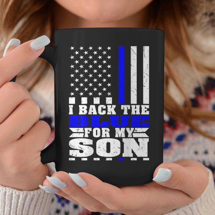 I Back The Blue For My Son Proud Police Mom Dad Cop's Parent Coffee Mug Unique Gifts