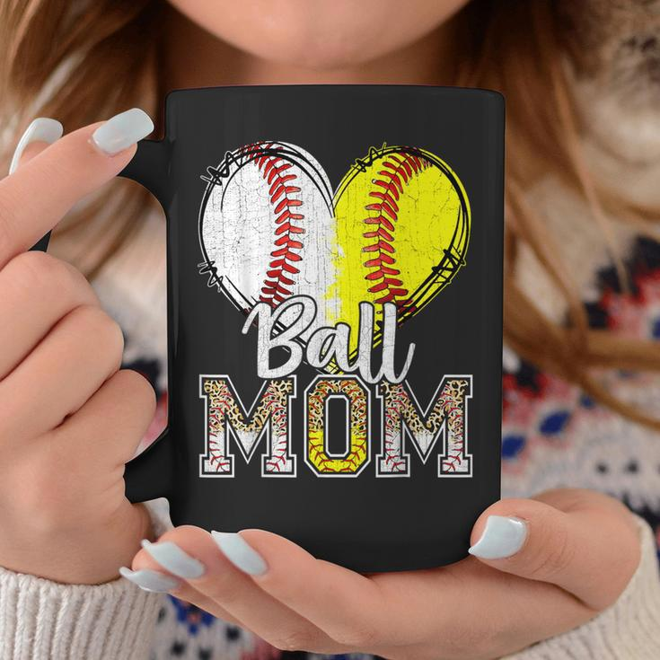 Ball Mom Heart Baseball Softball Mama 2024 Coffee Mug Unique Gifts