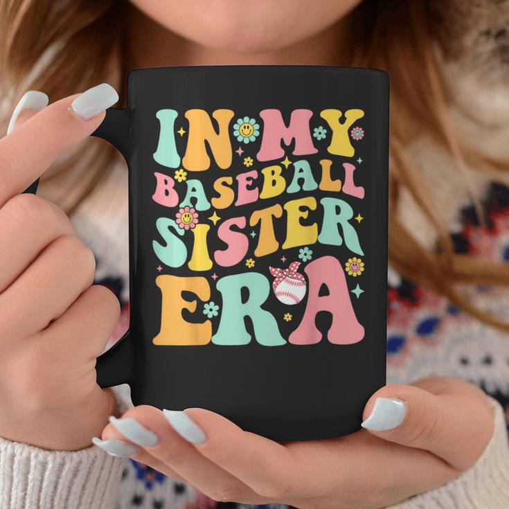 In My Baseball Sister Era Retro Groovy Baseball Sis Coffee Mug Personalized Gifts