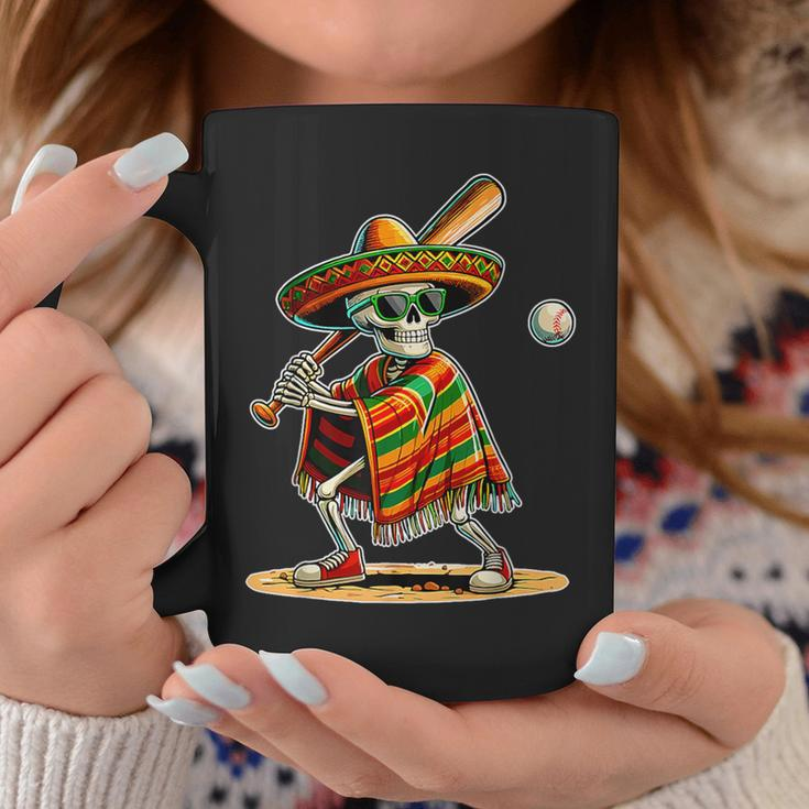 Baseball Skeleton Mexican Sombrero Cinco De Mayo Coffee Mug Funny Gifts