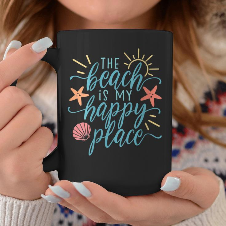 The Beach Is My Happy Place Sun And Sea Shells Coffee Mug Unique Gifts