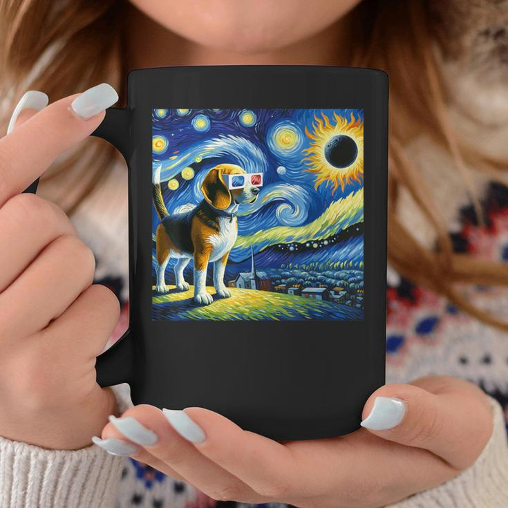 Beagle Dog Solar Eclipse Glasses 2024 Van Gogh Starry Night Coffee Mug Funny Gifts