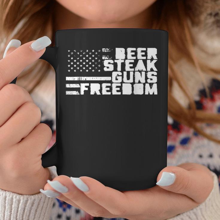 Beer Steak Guns & Freedom American Flag Coffee Mug Unique Gifts