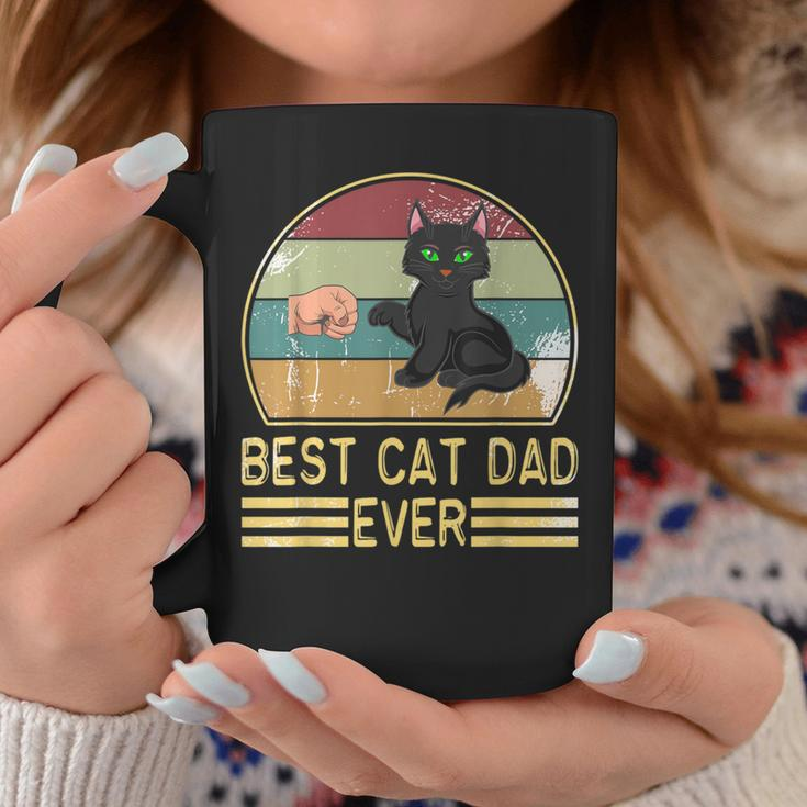Best Cat Dad Ever Retro Vintage Paw Fist Bomb Coffee Mug Unique Gifts