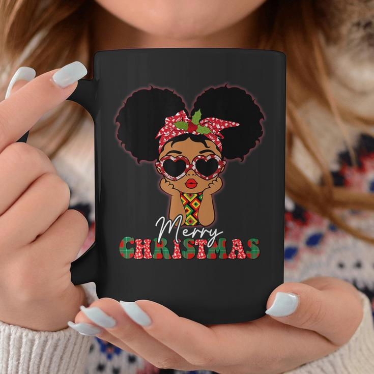 Black African Girl American Melanin Christmas Santa Hat Pjs Coffee Mug Personalized Gifts