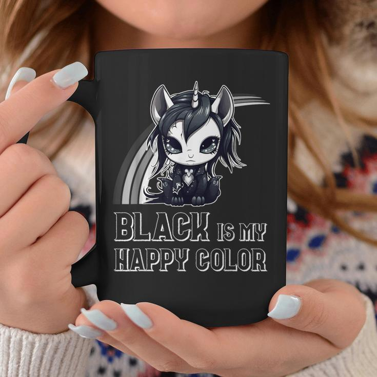 Black Is My Happy Color Goth Girl Emo Gothic Unicorn Coffee Mug Personalized Gifts